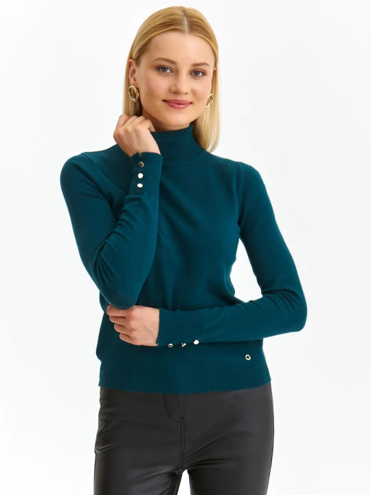 Zdjęcie produktu Golfy damskie zielony - SGO0243ZI sweter golf długi rękaw - TOP SECRET - Odzieżowy sklep internetowy TOP SECRET