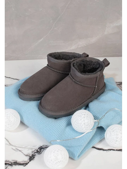 Zdjęcie produktu Gooce Skórzane botki zimowe "Mindiki" w kolorze szarym rozmiar: 30