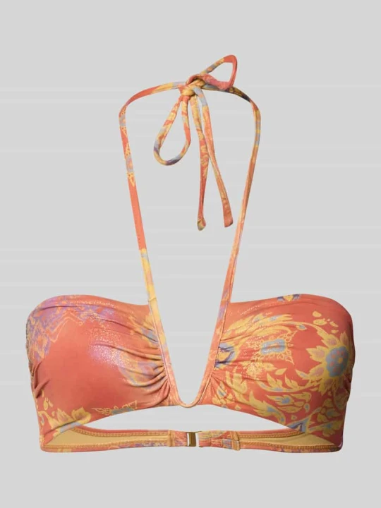 Zdjęcie produktu Góra bikini z wiązaniem na szyi model 'MEDALLION SHIMMER SHIRRED' Lauren Ralph Lauren Pomarańczowy