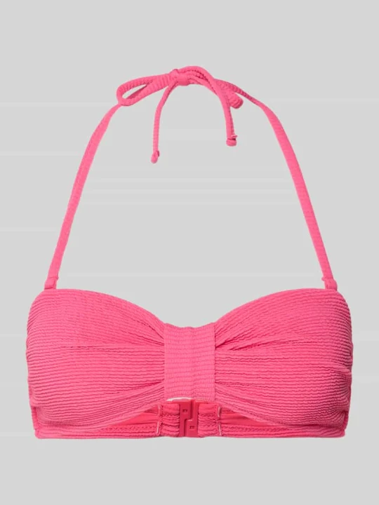 Zdjęcie produktu Góra od bikini w formie bandeau ze strukturalnym wzorem Jake*s Mocnoróżowy