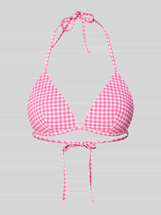 Zdjęcie produktu Góra od bikini w kratkę vichy z wiązaniem Jake*s Mocnoróżowy