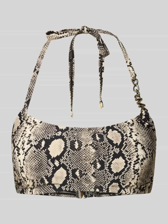 Zdjęcie produktu Góra od bikini z logo na łańcuszku model 'BOHO PYTHON' Michael Kors Czarny