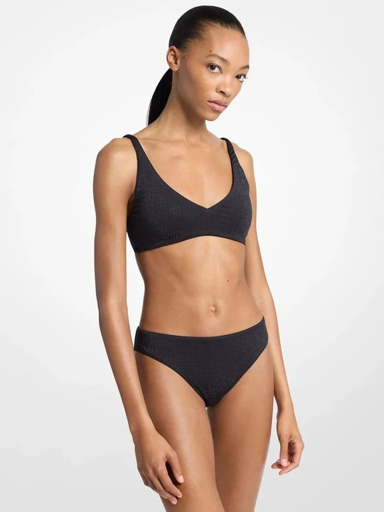 Zdjęcie produktu Góra od bikini zdobiona kryształkami Michael Kors CZARNY (Czarny)