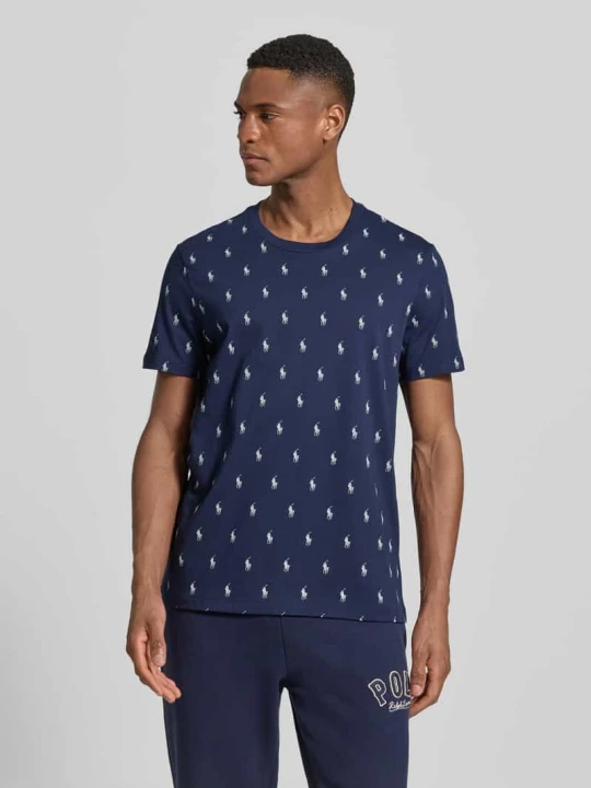 Zdjęcie produktu Góra od piżamy o kroju regular fit z czystej bawełny Model 'CREW-SLEEP-TOP' Polo Ralph Lauren Granatowy