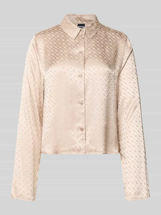 Zdjęcie produktu Góra od piżamy o kroju relaxed fit z czystej wiskozy model ‘B MONOGRAM’ Boss Beżowy
