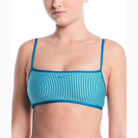 Zdjęcie produktu Góra od stroju pływackiego Nike Ripple Texture Bralette Classic Bikini bleached turquoise Niebieski