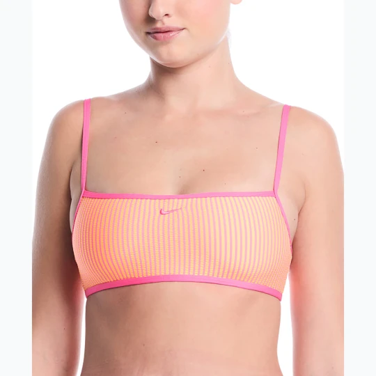 Zdjęcie produktu Góra od stroju pływackiego Nike Ripple Texture Bralette Classic Bikini pink glow Pomarańczowy