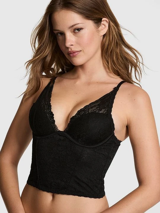 Zdjęcie produktu PINK WINK Gorsetowy top PINK Wink plunge lekko usztywniany Victoria's Secret Czarny