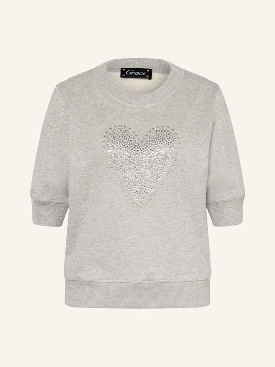 Zdjęcie produktu Grace Bluza Nierozpinana Z Ozdobnymi Kamykami I Błyszczącą Przędzą silber JASNOCZARY