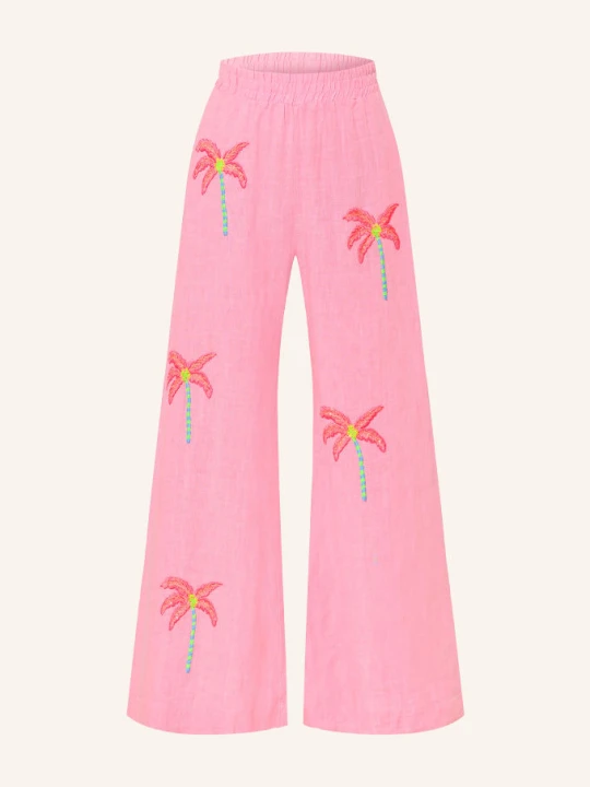 Zdjęcie produktu Grace Lniane Spodnie Marlene Z Cekinami pink