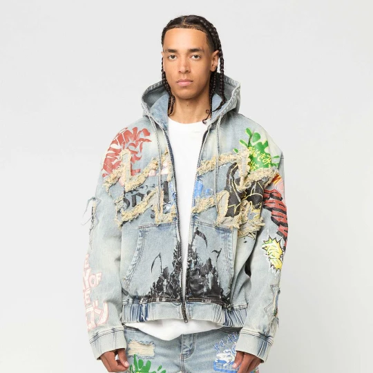 Zdjęcie produktu Graffiti Denim Jacket Smoke Rise niebieski