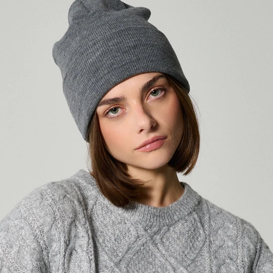 Zdjęcie produktu Grafitowa czapka beanie z wywijanym brzegiem House jasnoszary