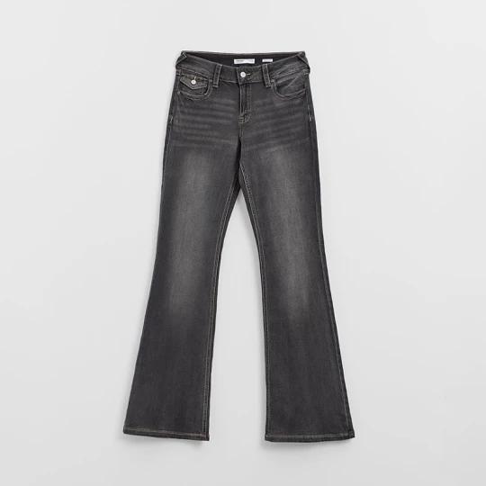 Zdjęcie produktu Grafitowe jeansy dzwony bootcut z niskim stanem House szary