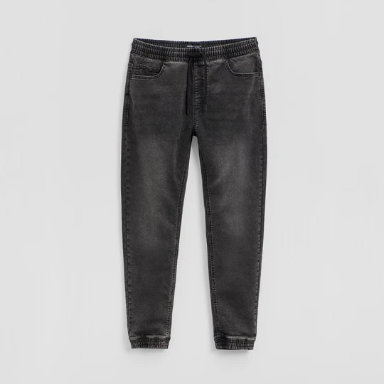 Zdjęcie produktu Grafitowe jeansy jogger z regulowanym pasem House szary
