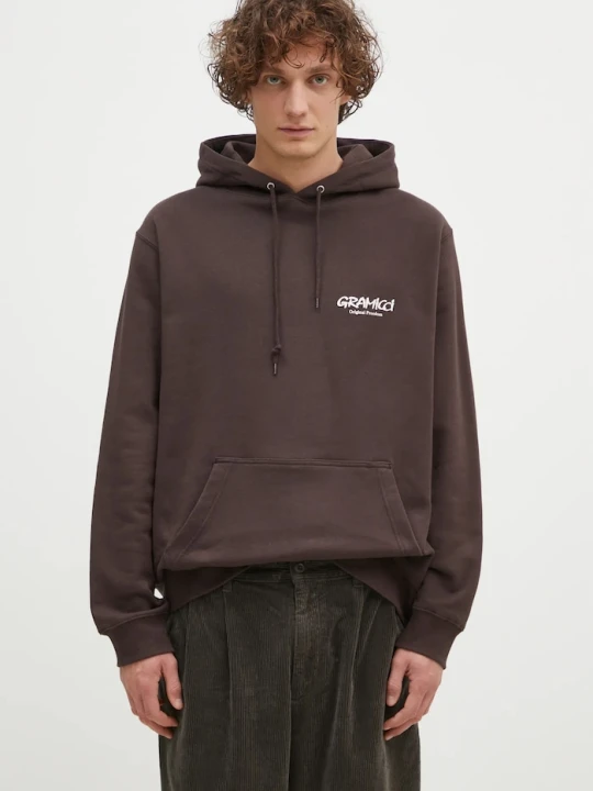 Zdjęcie produktu Gramicci bluza bawełniana Original Fredm Hoded Sweatshrt brązowy