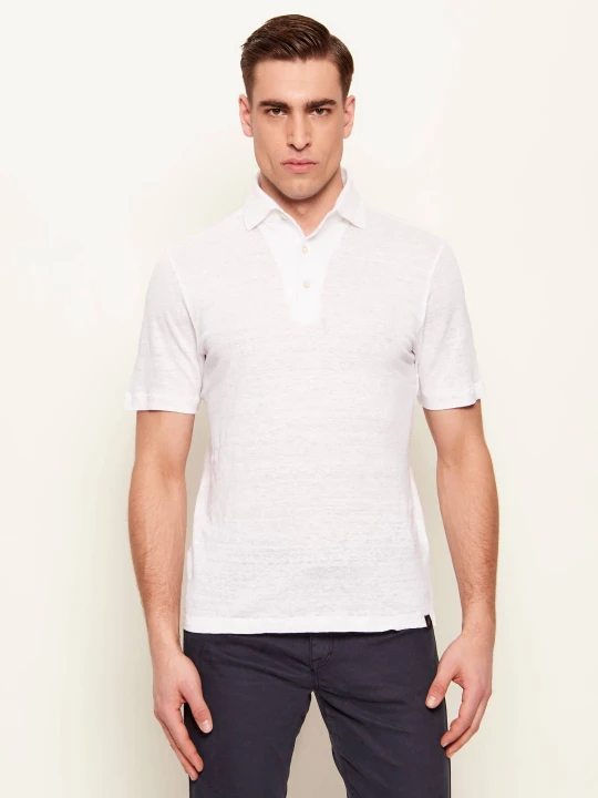 Zdjęcie produktu Gran Sasso Lniane polo | Slim Fit biały