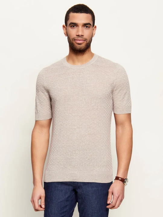 Zdjęcie produktu Gran Sasso Lniany t-shirt | Slim Fit beżowy