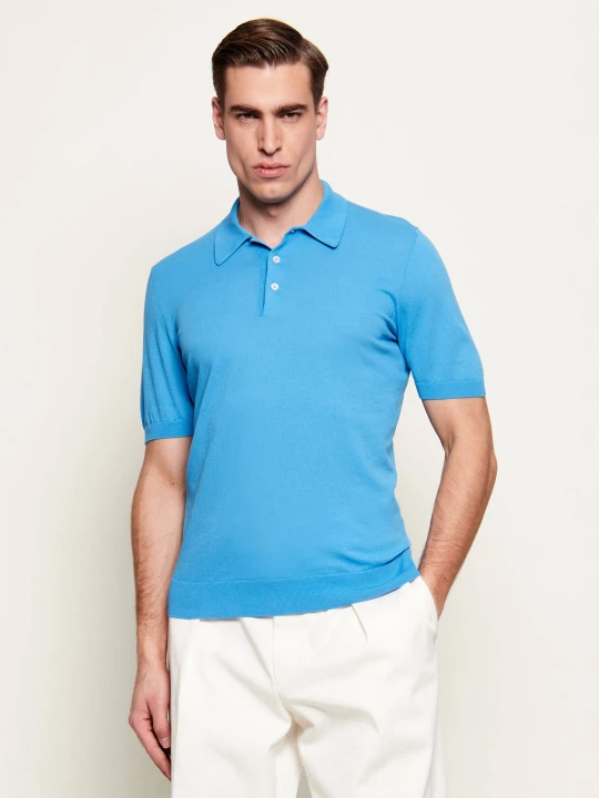 Zdjęcie produktu Gran Sasso Polo | Slim Fit niebieski