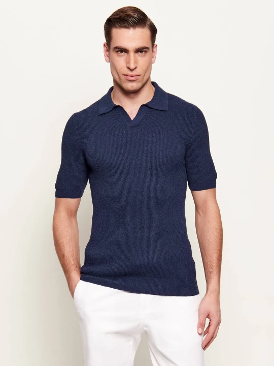 Zdjęcie produktu Gran Sasso Polo | Slim Fit frotté granatowy