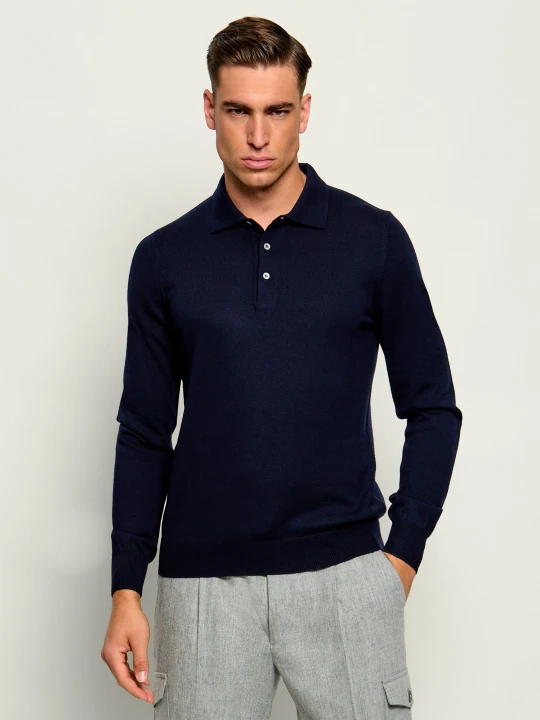 Zdjęcie produktu Gran Sasso Wełniane polo | Regular Fit granatowy