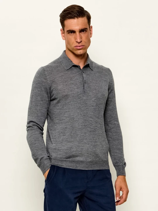 Zdjęcie produktu Gran Sasso Wełniane polo Tennis | Slim Fit | z dodatkiem jedwabiu szary