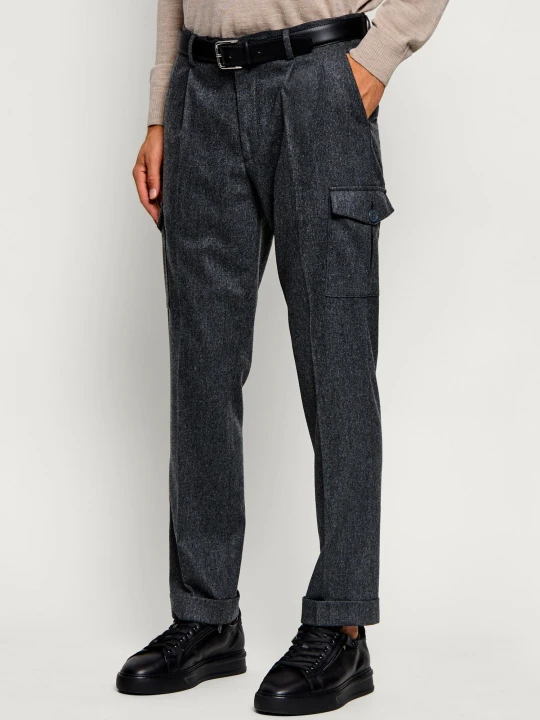 Zdjęcie produktu Gran Sasso Wełniane spodnie chino | Tapered fit grafitowy