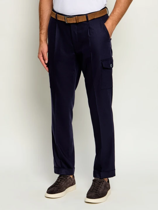 Zdjęcie produktu Gran Sasso Wełniane spodnie chino | Tapered fit granatowy