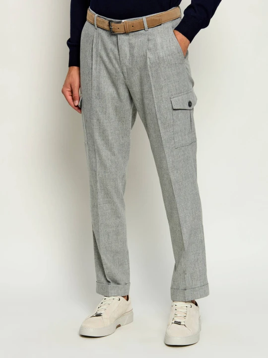 Zdjęcie produktu Gran Sasso Wełniane spodnie chino | Tapered fit szary