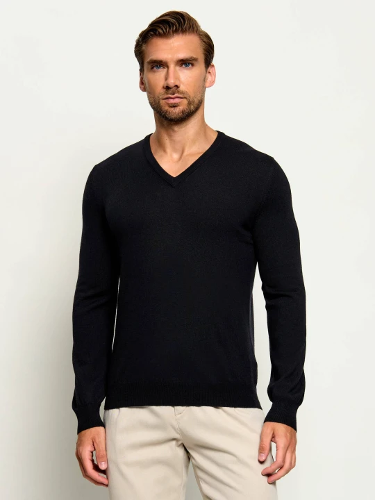 Zdjęcie produktu Gran Sasso Wełniany sweter | Slim Fit czarny