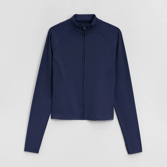 Zdjęcie produktu Granatowa bluza rozpinana slim fit z reglanowym rękawem House