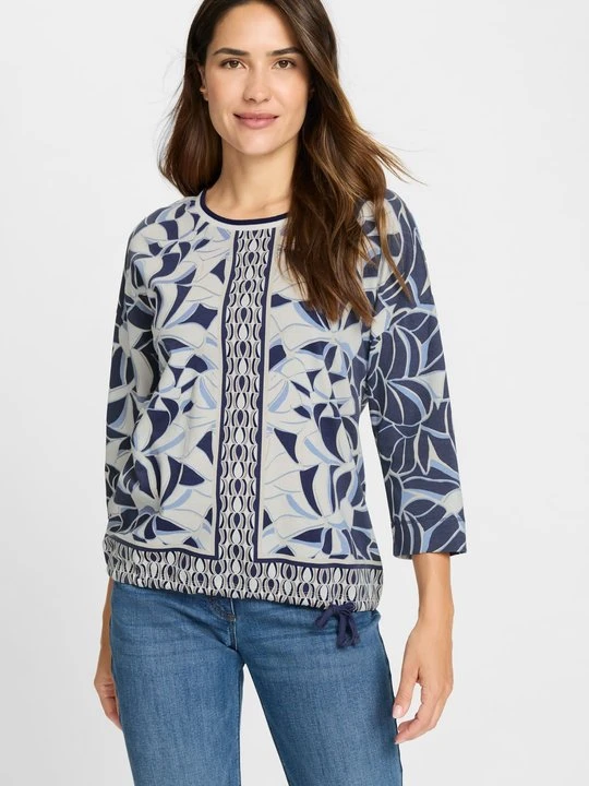 Zdjęcie produktu Granatowa bluzka damska Clara ze wzorem w stylu boho – Vintage Romance Olsen