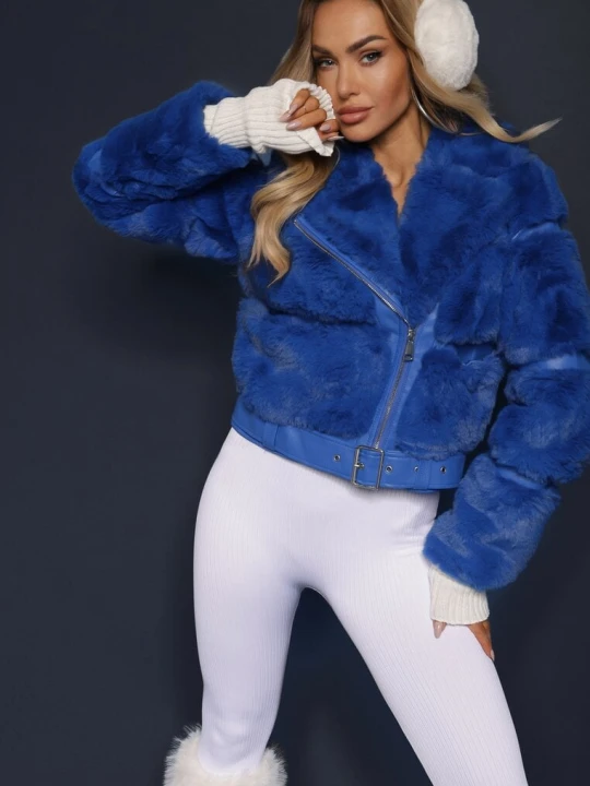 Zdjęcie produktu Granatowa Kurtka z Futerkiem Shetty New Collection