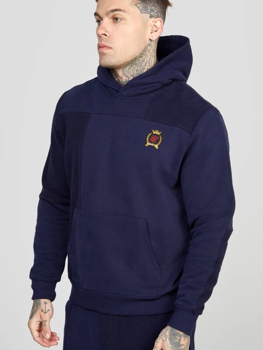 Zdjęcie produktu Granatowa oversize bluza męska z kapturem i odwróconym szyciem SikSilk