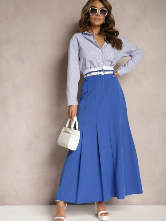 Zdjęcie produktu Niebieska Spódnica Długa Rozkloszowana High Waist Leoraia Lily Rose