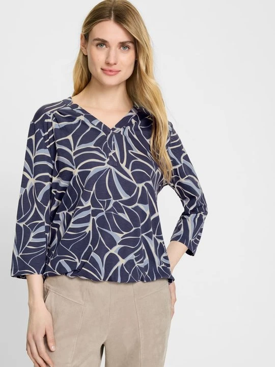 Zdjęcie produktu Granatowa wiskozowa bluzka damska Clara we wzory – Vintage Romance Olsen