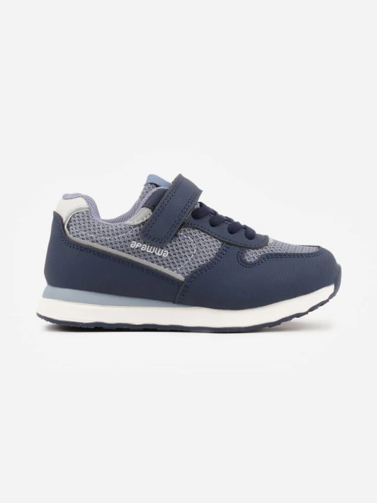 Zdjęcie produktu Granatowe Buty Sportowe Sneakersy ze Skórzaną Wkładką i Siateczkowymi Wstawkami Phaethiax Apawwa