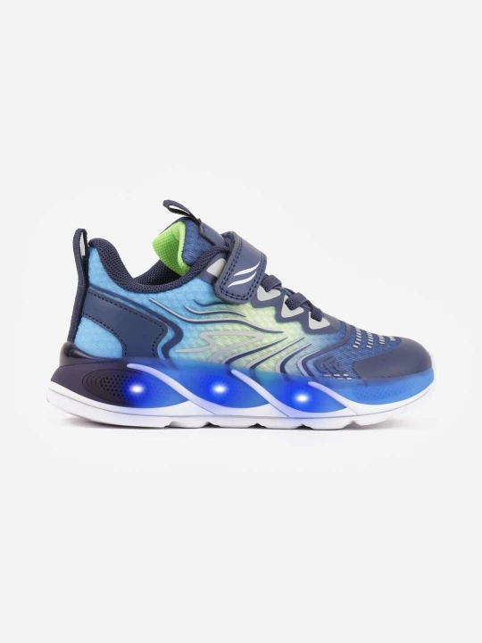Zdjęcie produktu Granatowe Buty Sportowe z Podeszwą LED i Zapięciem na Rzep Zidele Bi&ki