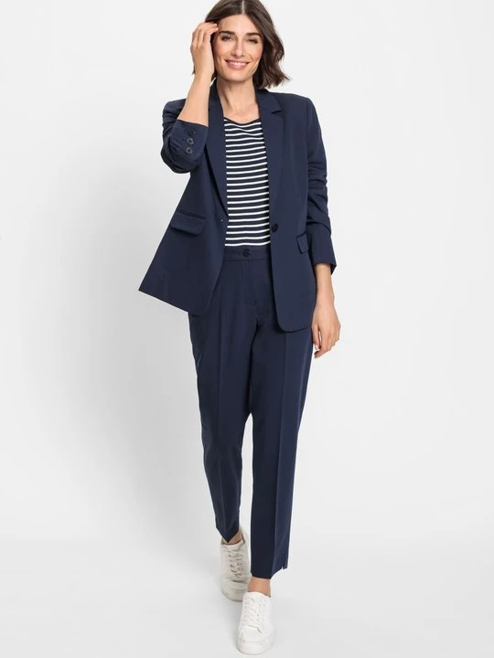 Zdjęcie produktu Granatowe eleganckie spodnie damskie Lisa - Basic Olsen