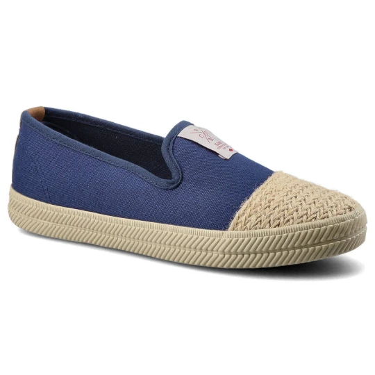 Zdjęcie produktu Espadryle damskie Cross Jeans, z materiałową cholewką plecionym wzmocnieniem na nosku i lekką elastyczną podeszwą, granatowe, DD2R4046C