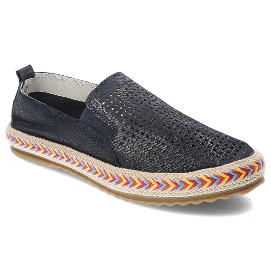 Zdjęcie produktu Espadryle damskie Lanqier, ażurowe na płaskim obcasie, granatowe, 42C1965