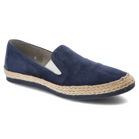 Zdjęcie produktu Espadryle damskie Maciejka, skóra zamszowa z gumkami i płaską podeszwą, granatowe, 02944A-17-00-5