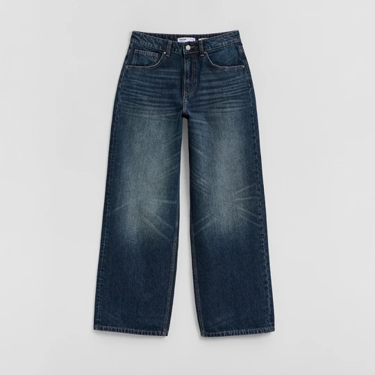 Zdjęcie produktu Granatowe jeansy baggy fit mid waist House