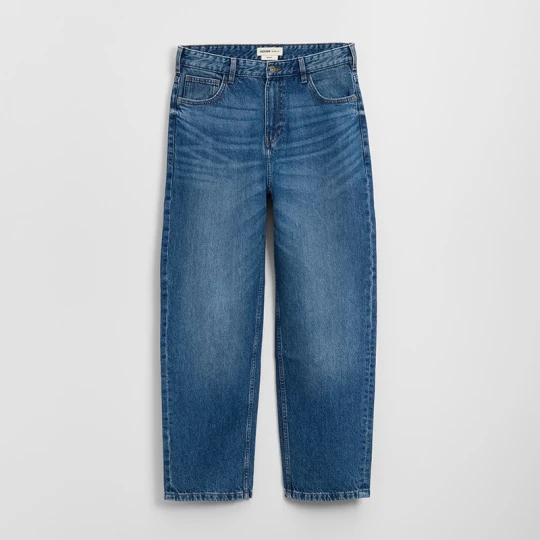 Zdjęcie produktu Granatowe jeansy baggy fit z przetarciami House niebieski