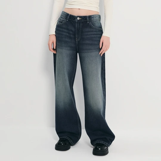 Zdjęcie produktu Granatowe jeansy baggy straight fit House