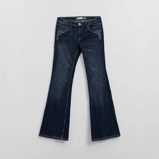 Zdjęcie produktu Granatowe jeansy bootcut z ćwiekami House
