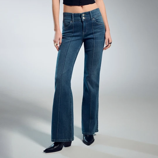Zdjęcie produktu Granatowe jeansy dzwony bootcut z niskim stanem House
