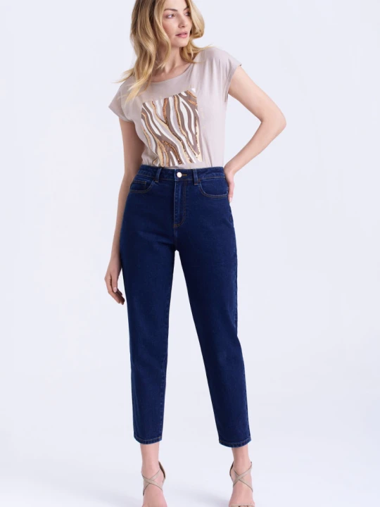 Zdjęcie produktu Granatowe jeansy mom fit Greenpoint niebieski