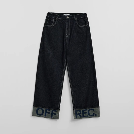 Zdjęcie produktu Granatowe jeansy super baggy z napisem Off Rec. House niebieski