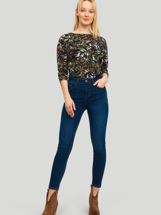 Zdjęcie produktu Granatowe jeansy z wysokim stanem, model slim-fit Greenpoint niebieski