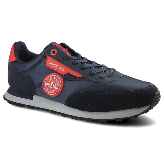Zdjęcie produktu Sneakersy damskie Big Star, sznurowany fason cholewka z materiałów łączonych – tekstylna z elementami syntetycznymi niska cholewka przed kostkę sport granatowy